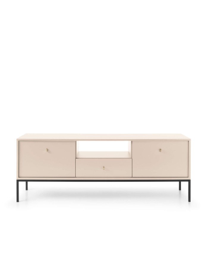 Mono TV cabinet MRTV154, door, drawer, niche, beige/black frame