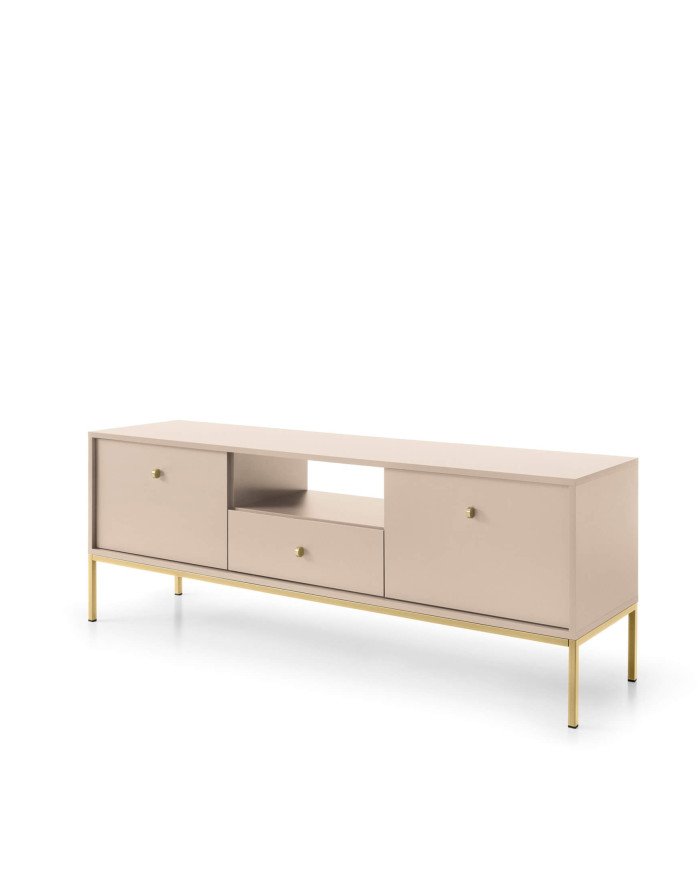 Mono TV cabinet MRTV154, door, drawer, niche, beige/gold frame - Image 2