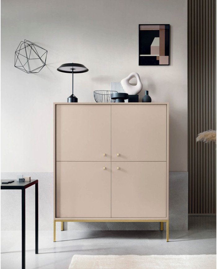 Mono TV cabinet MRTV154, door, drawer, niche, beige/gold frame - Image 4
