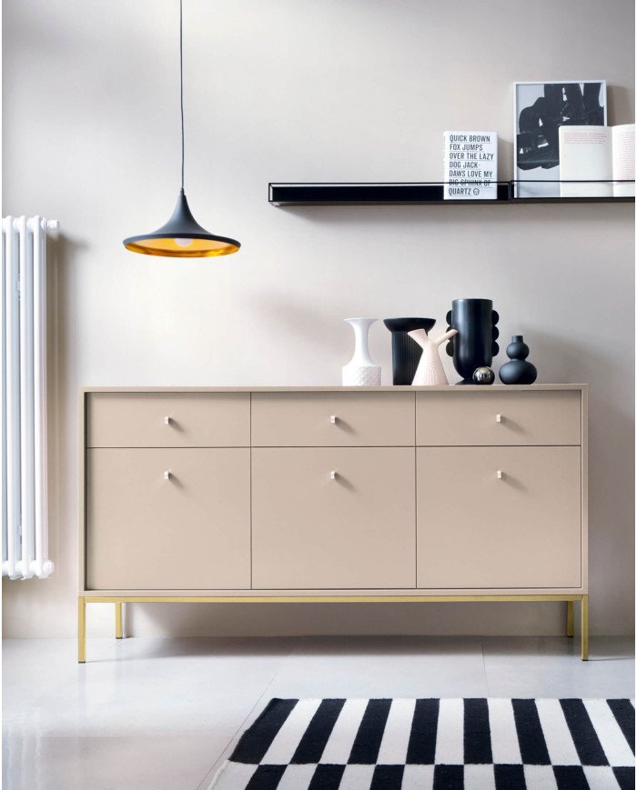 Mono TV cabinet MRTV154, door, drawer, niche, beige/gold frame - Image 6