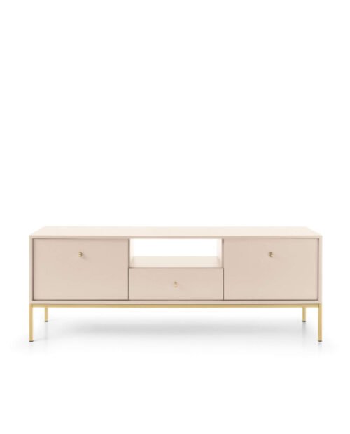 Mono TV cabinet MRTV154, door, drawer, niche, beige/gold frame