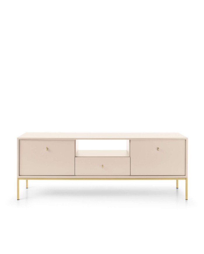 Mono TV cabinet MRTV154, door, drawer, niche, beige/gold frame
