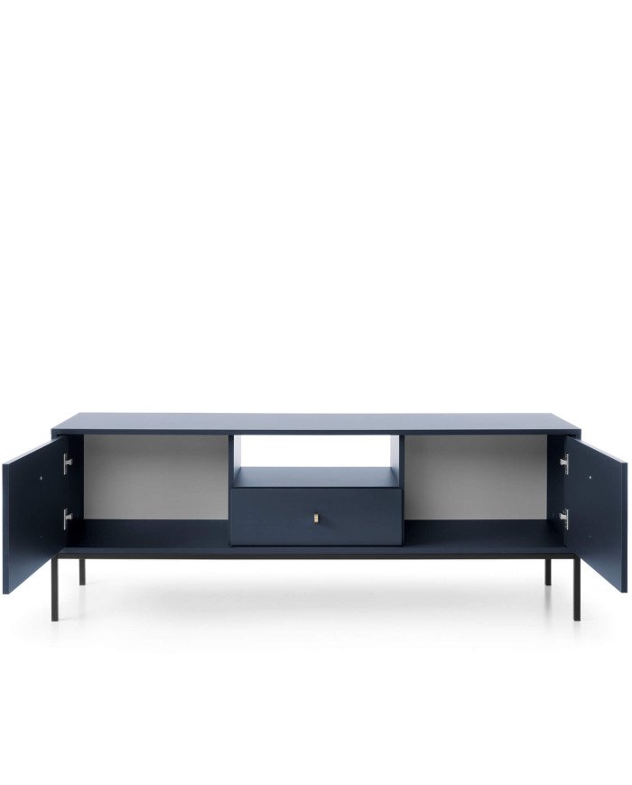 Mono TV cabinet MRTV154, with door, drawer, niche, dark blue/black frame - Image 2