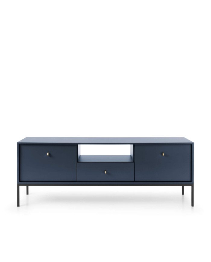 Mono TV cabinet MRTV154, with door, drawer, niche, dark blue/black frame