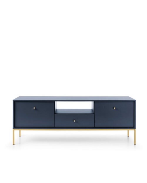 Mono TV cabinet MRTV154, with door, drawer, niche, dark blue/gold frame