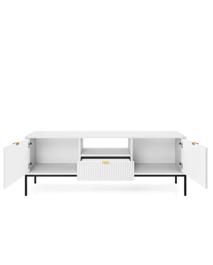 Nova RTV154 TV cabinet, with doors, drawer, niche, white/black frame - Image 2