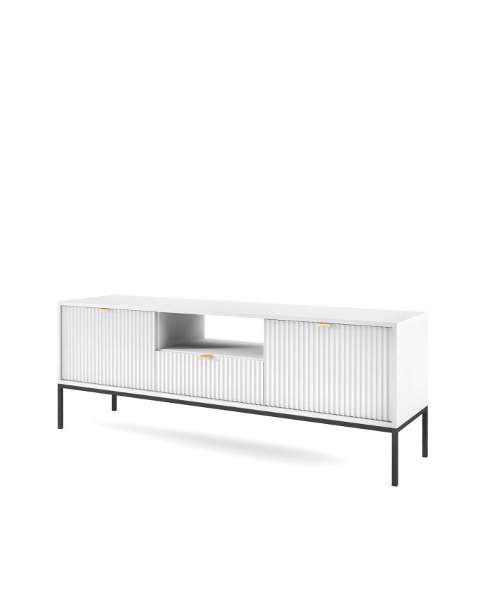 Nova RTV154 TV cabinet, with doors, drawer, niche, white/black frame - Image 3