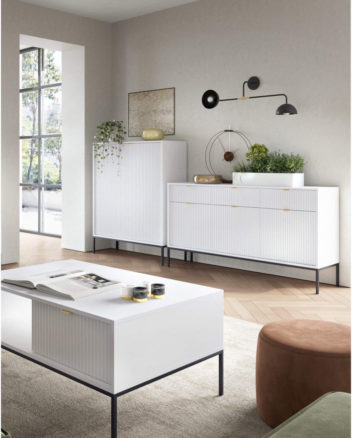 Nova RTV154 TV cabinet, with doors, drawer, niche, white/black frame - Image 5