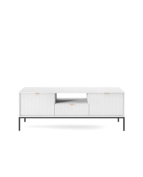 Nova RTV154 TV cabinet, with doors, drawer, niche, white/black frame