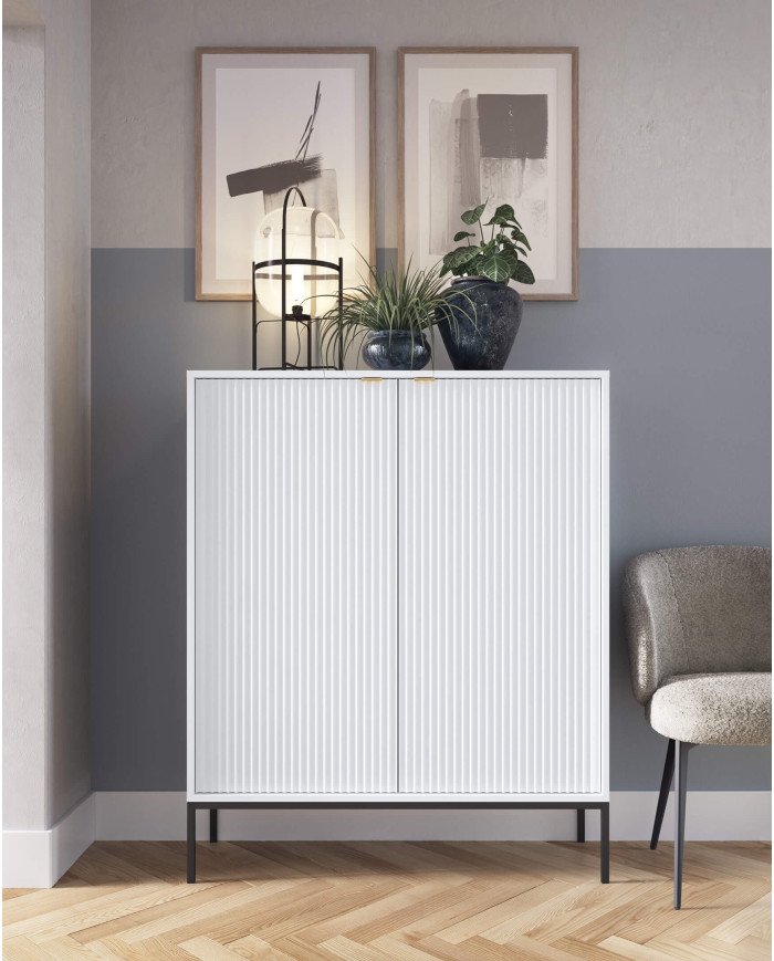 Nova RTV154 TV cabinet, with doors, drawer, niche, white/black frame - Image 7