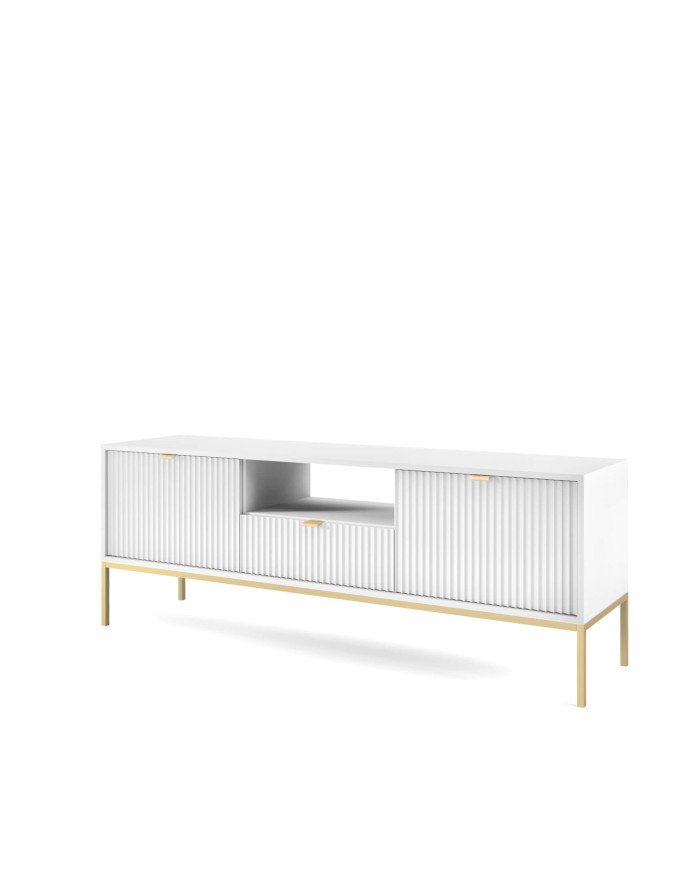 Nova RTV154 TV cabinet, with doors, drawer, niche, white/gold frame - Image 3
