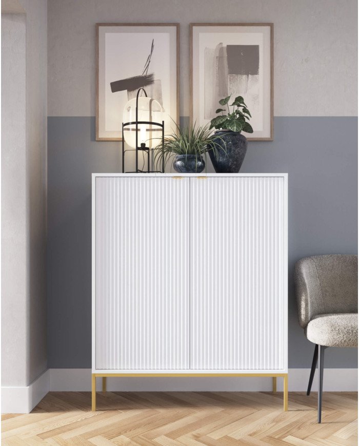 Nova RTV154 TV cabinet, with doors, drawer, niche, white/gold frame - Image 6