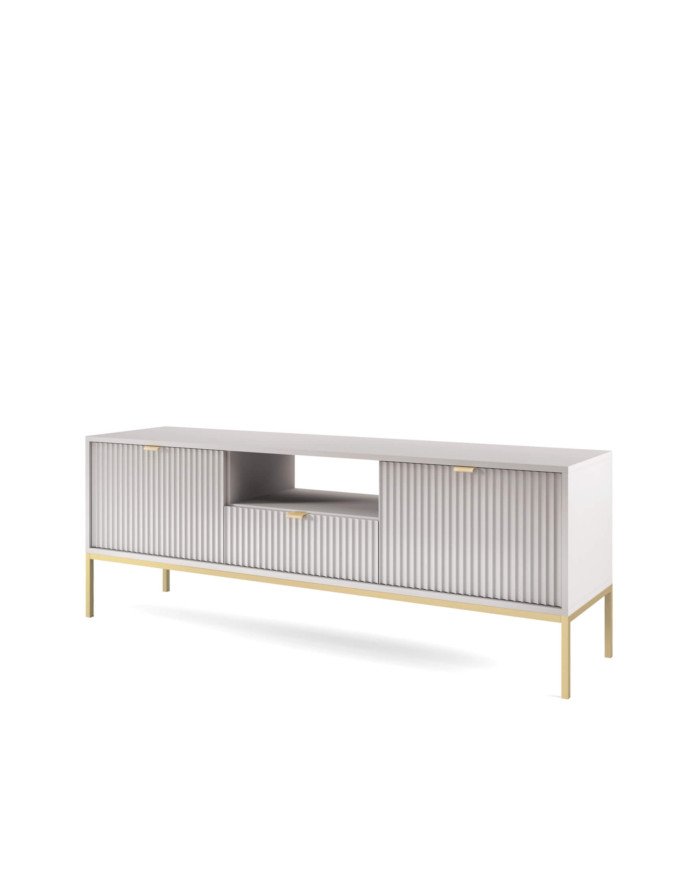Nova RTV154 TV cabinet, with door, drawer, niche, gray/gold frame - Image 2