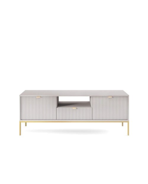 Nova RTV154 TV cabinet, with door, drawer, niche, gray/gold frame
