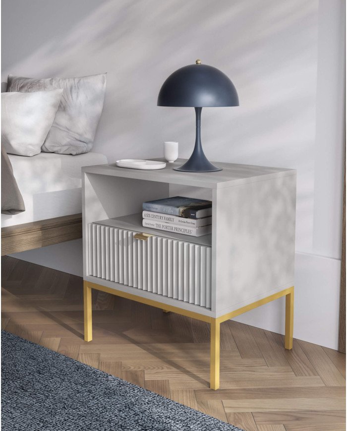 Nova RTV154 TV cabinet, with door, drawer, niche, gray/gold frame - Image 7