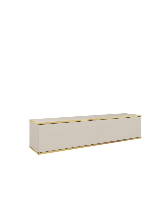 Oro 135 TV cabinet, with doors, wall-mounted, beige/gold