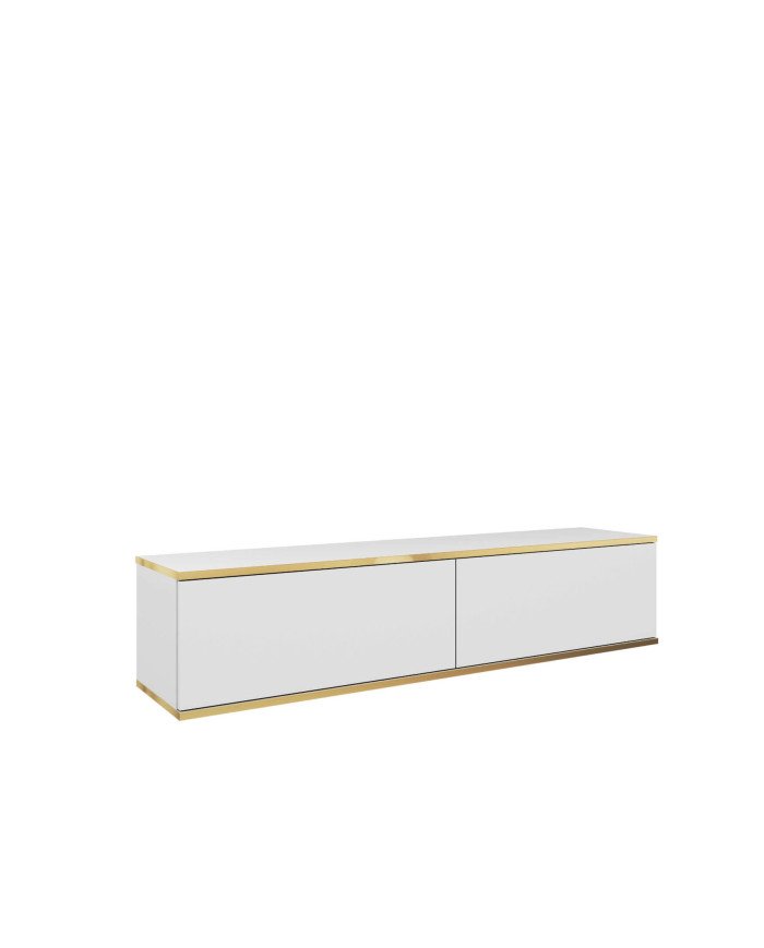 Oro 135 TV cabinet, with doors, wall-mounted, white/gold
