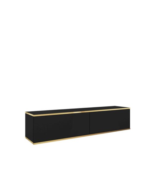 Oro 135 TV cabinet, with doors, wall-mounted, black/gold