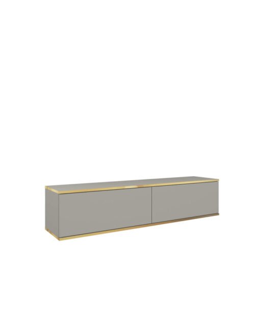 Oro 135 TV cabinet, with doors, wall-mounted, grey/gold