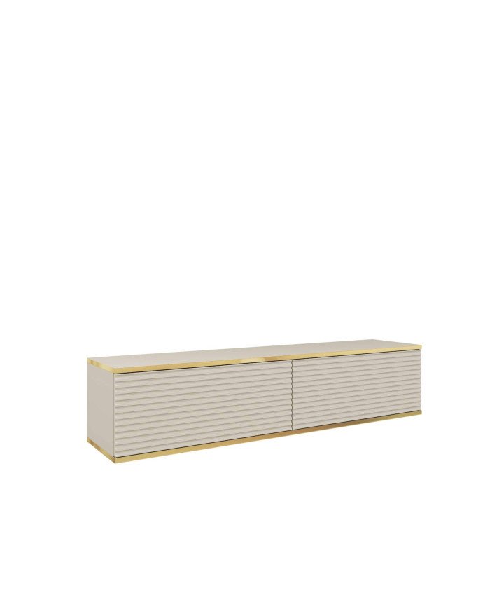 Oro 135 MDF TV cabinet, with doors, wall-mounted, beige/gold color