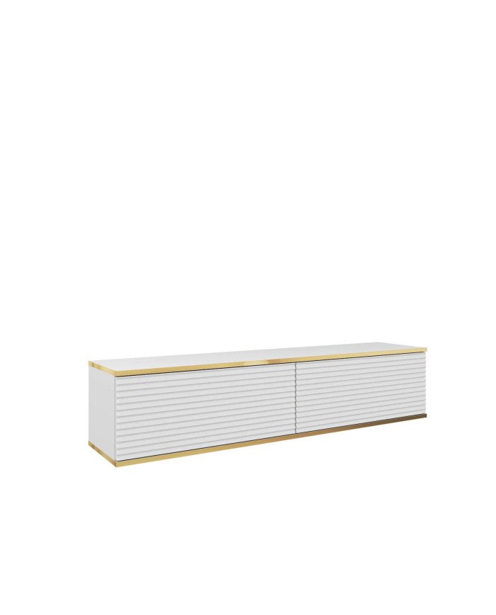 Oro 135 MDF TV cabinet, with doors, wall-mounted, white/gold