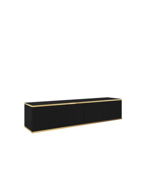 Oro 135 MDF TV cabinet, with doors, wall-mounted, black/gold