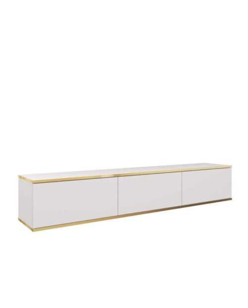Oro 175 TV cabinet, with doors, wall-mounted, white/gold