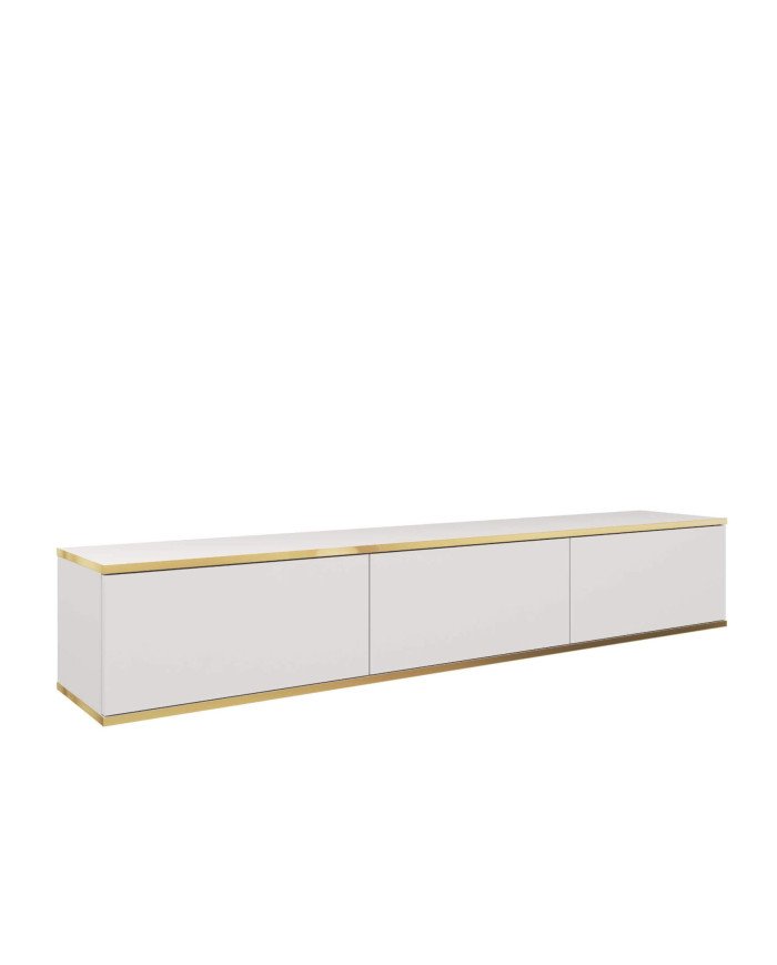 Oro 175 TV cabinet, with doors, wall-mounted, white/gold