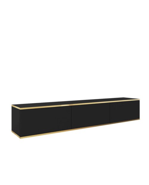 Oro 175 TV cabinet, with doors, wall-mounted, black/gold