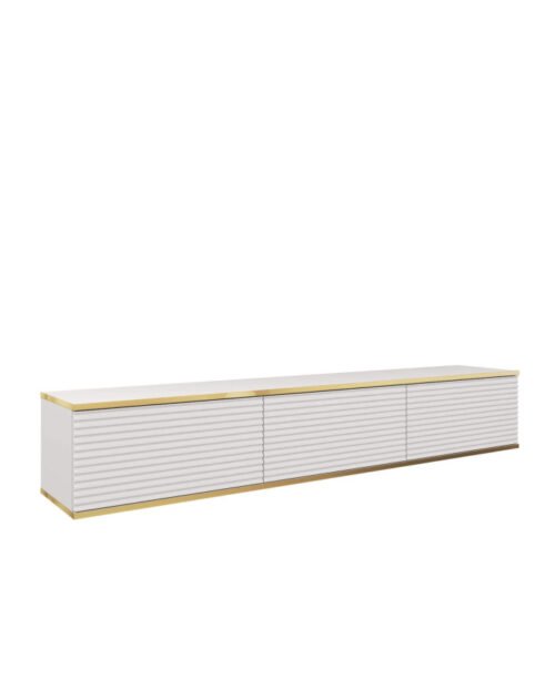 Oro 175 MDF TV cabinet, with doors, wall-mounted, white/gold