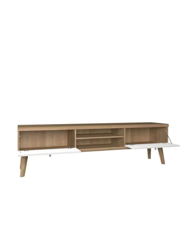 Primo PRTV 160 TV cabinet, with doors, Riviera Oak/White - Image 2