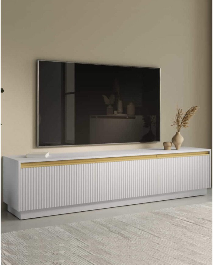 ROYAL RTV180 TV cabinet, three doors, white/gold - Image 4