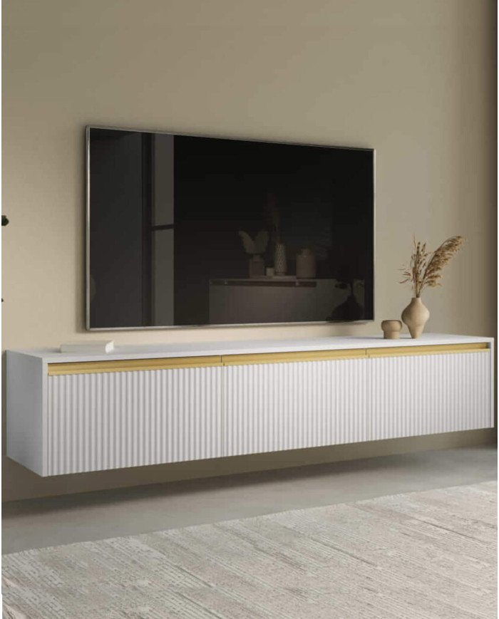 ROYAL RTV180 TV cabinet, three doors, white/gold - Image 5