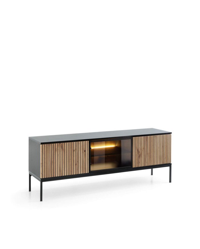 Sento RTV154 TV cabinet, doors, lights, black/Wotan oak - Image 3