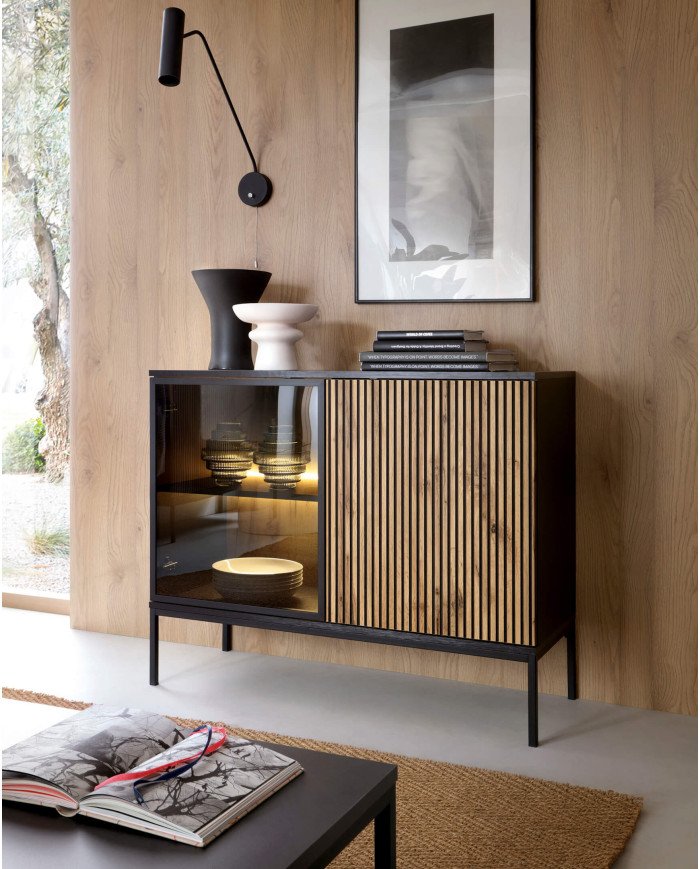 Sento RTV154 TV cabinet, doors, lights, black/Wotan oak - Image 6