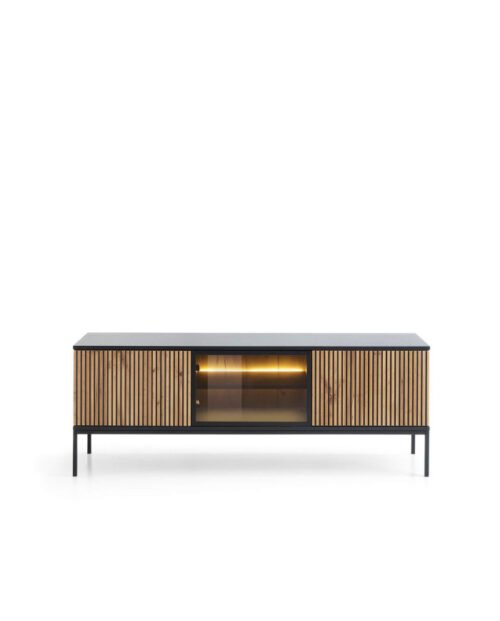 Sento RTV154 TV cabinet, doors, lights, black/Wotan oak