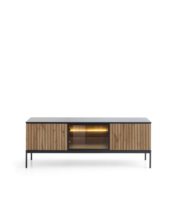 Sento RTV154 TV cabinet, doors, lights, black/Wotan oak