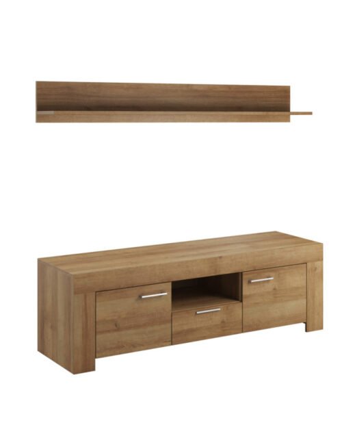 Sky SRTV 155 TV cabinet with P155 hanging shelf, door, drawer, niche, shelf, Riviera Oak
