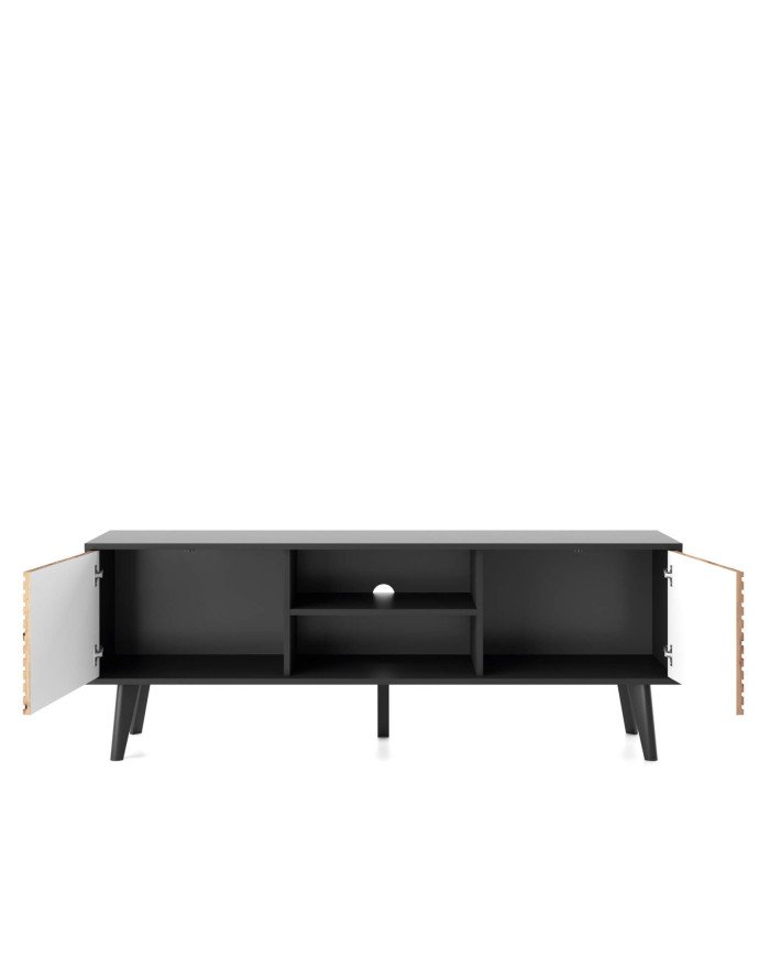Willow RTV154 TV cabinet, with doors, niche, Artisan Oak/Black - Image 2