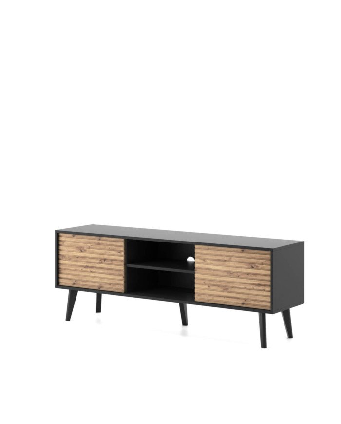 Willow RTV154 TV cabinet, with doors, niche, Artisan Oak/Black - Image 3