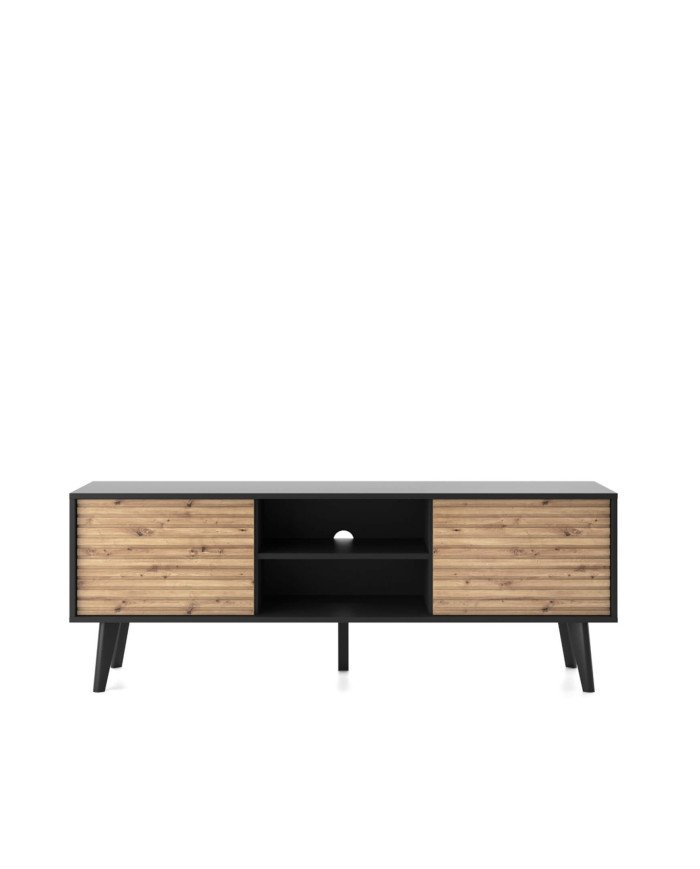Willow RTV154 TV cabinet, with doors, niche, Artisan Oak/Black