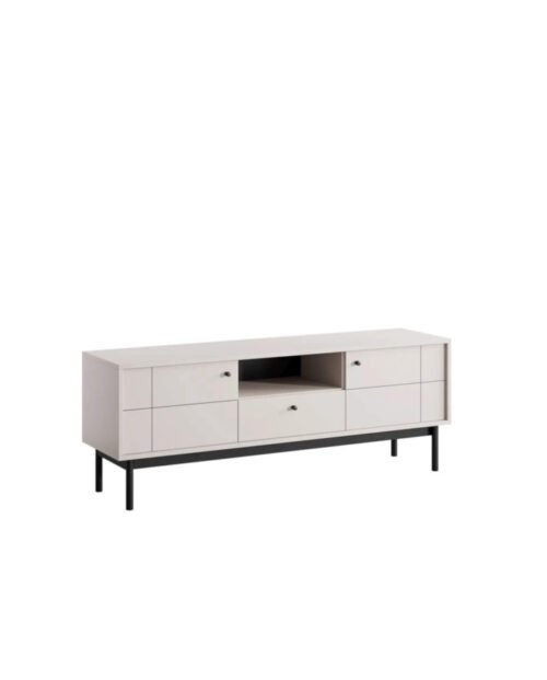Japandi RTV 154 TV cabinet, with doors, drawer, niche, cashmere/black