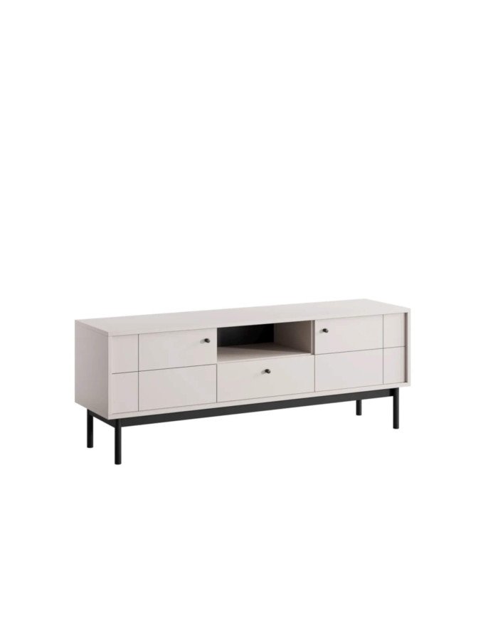 Japandi RTV 154 TV cabinet, with doors, drawer, niche, cashmere/black