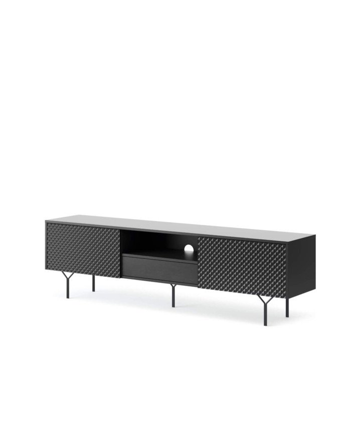 Raven RTV 180 TV cabinet, niche, drawer, flaps, black - Image 3