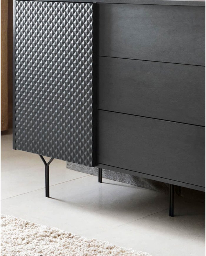 Raven RTV 180 TV cabinet, niche, drawer, flaps, black - Image 7