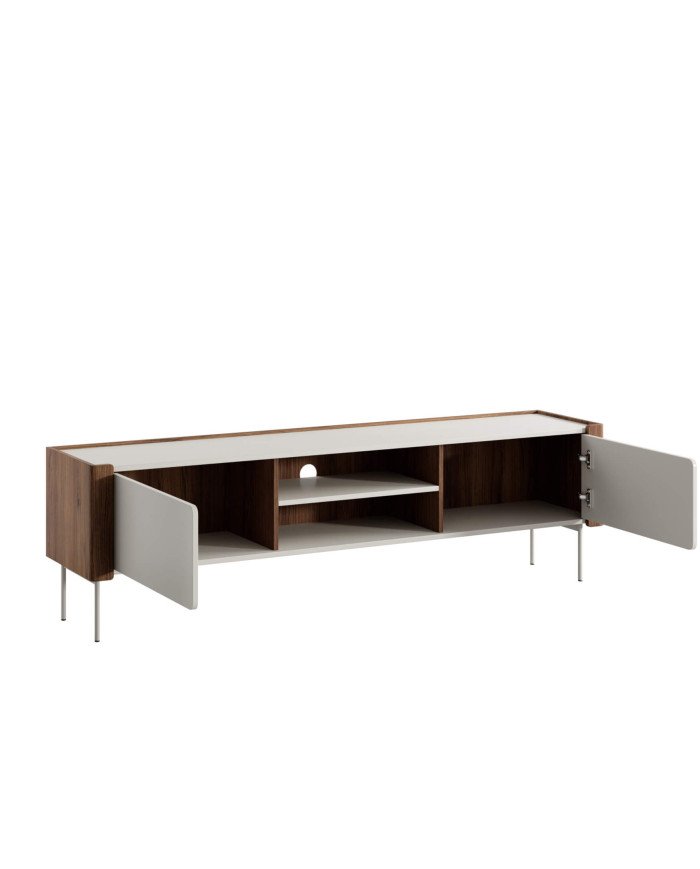 TV cabinet with recess RTV 180, with doors, niche, walnut/cashmere color SANDS - Image 2