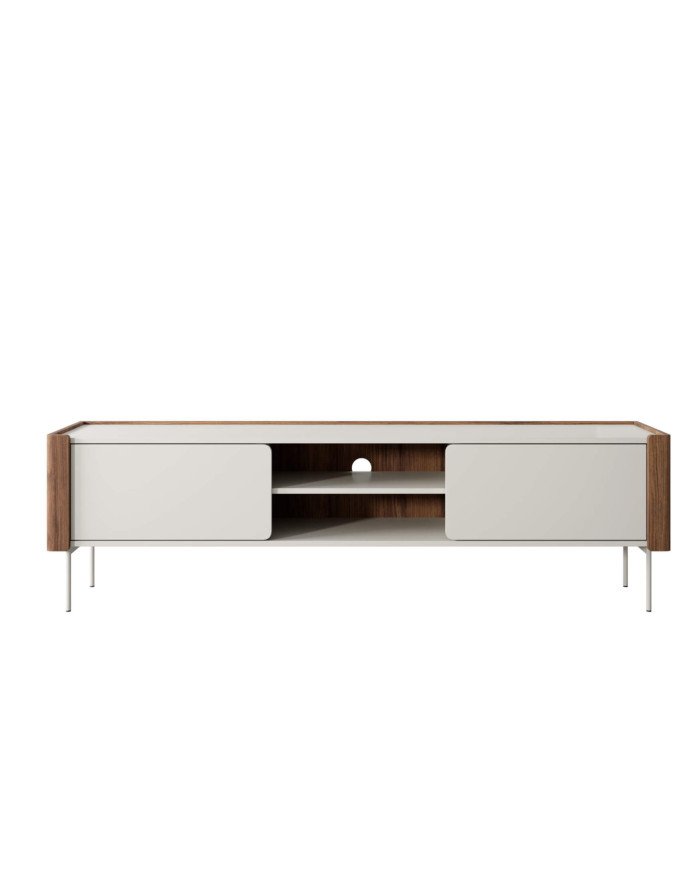 TV cabinet with recess RTV 180, with doors, niche, walnut/cashmere color SANDS - Image 3