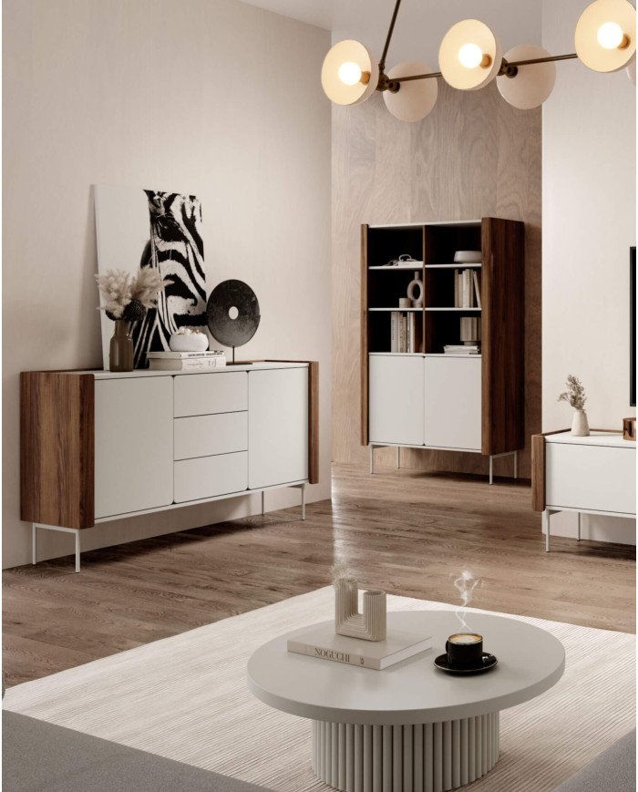 TV cabinet with recess RTV 180, with doors, niche, walnut/cashmere color SANDS - Image 6