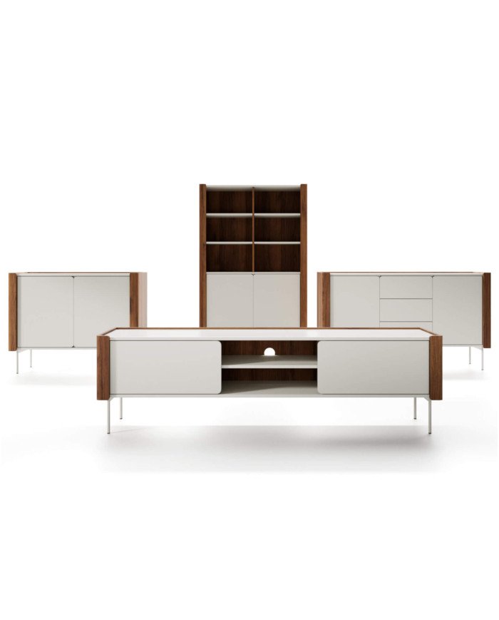 TV cabinet with recess RTV 180, with doors, niche, walnut/cashmere color SANDS - Image 7