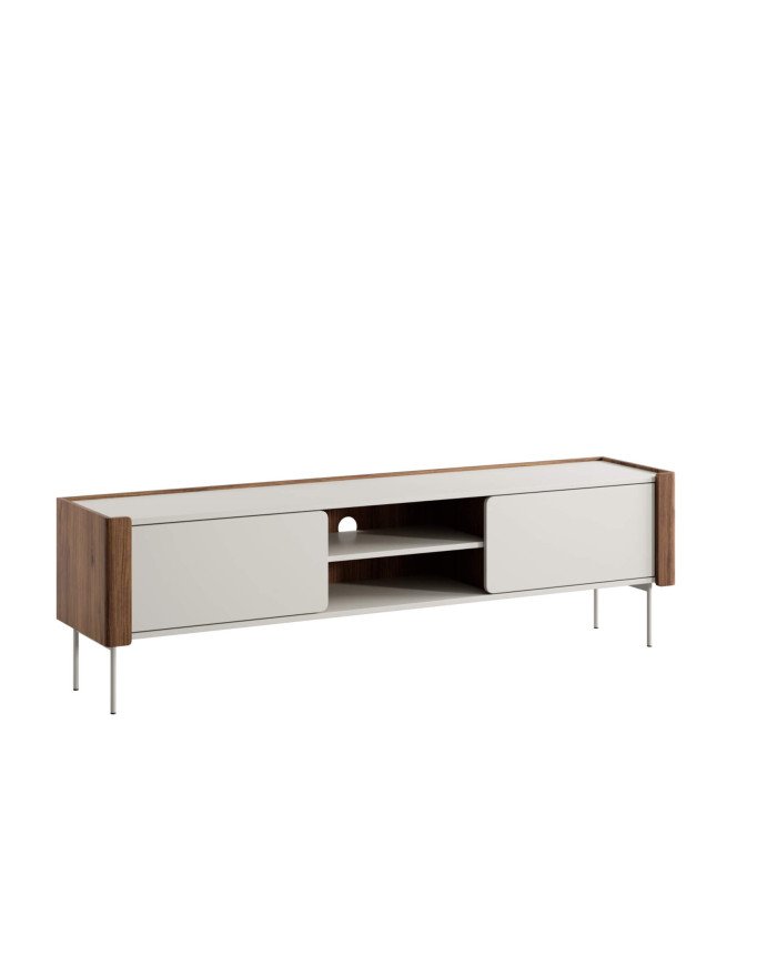 TV cabinet with recess RTV 180, with doors, niche, walnut/cashmere color SANDS